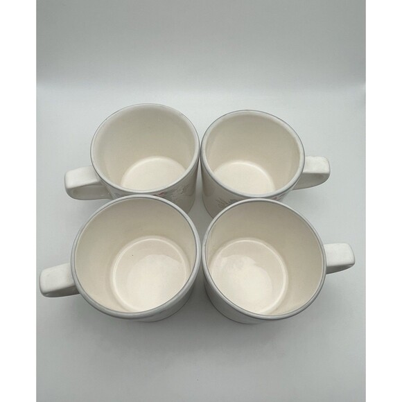Vintage Pfaltzgraff WYNDHAM USA by 4 MUGS CUPS 8 Oz  Floral White Stoneware USA - Picture 5 of 6